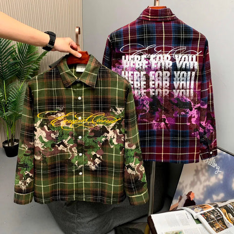 Camo Script Plaid Street Shirt