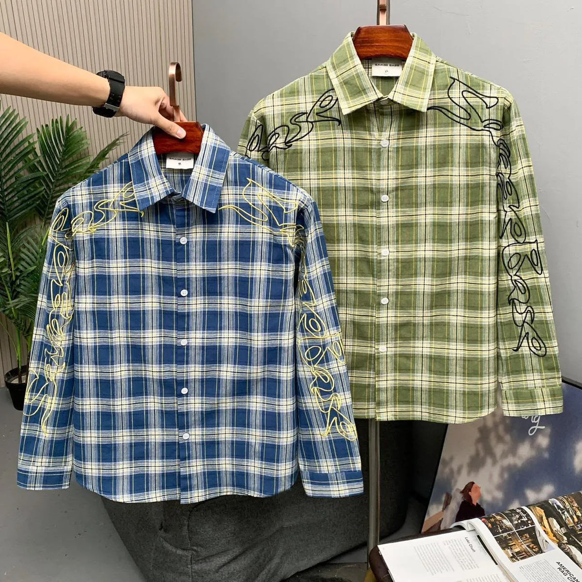 Scripted Plaid Overshirt