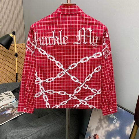 Chain Link Plaid Zip Shirt