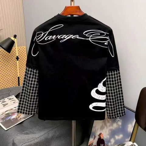 Savage Script Layered Tee (Jet Black)