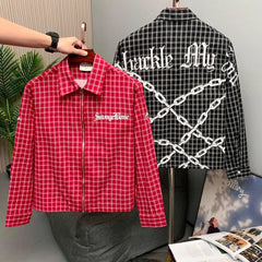 Chain Link Plaid Zip Shirt
