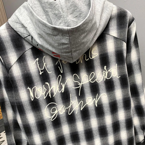 Gather Plaid Hoodie Shirt