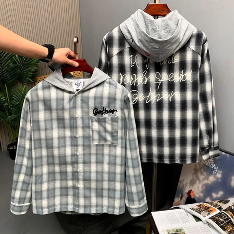 Gather Plaid Hoodie Shirt