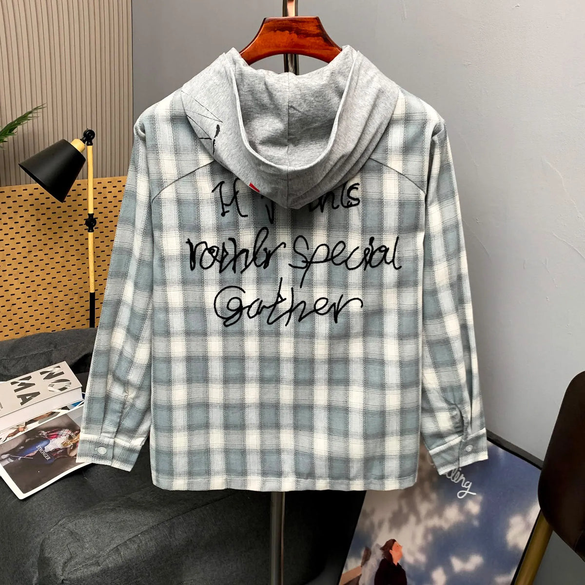 Gather Plaid Hoodie Shirt