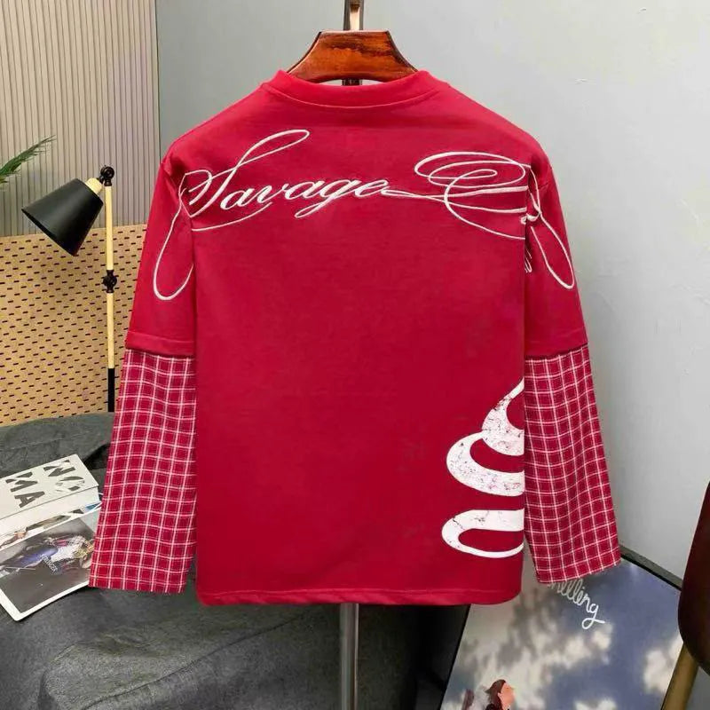 Savage Script Layered Tee (Crimson Red)