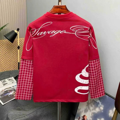 Savage Script Layered Tee (Crimson Red)