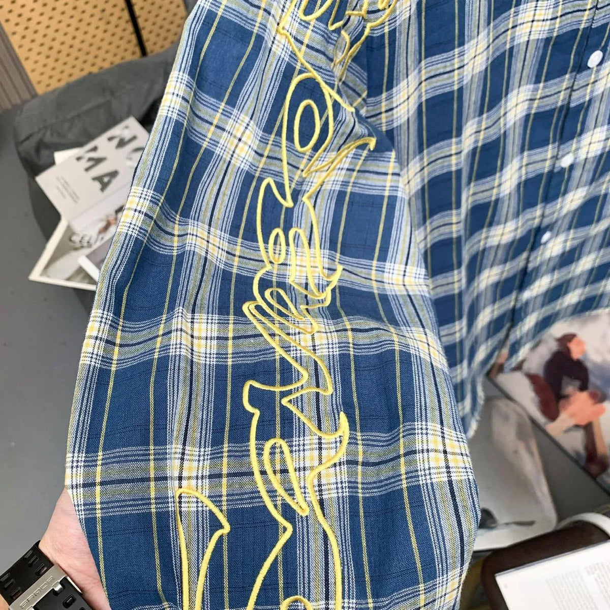 Scripted Plaid Overshirt